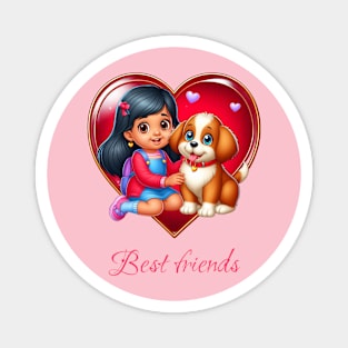 Puppy & Girl - Best friends Magnet